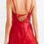 Women’s genuine lambskin red leather spaghetti strap mini dress