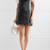 Women’s genuine black lambskin leather sleeveless pinafore mini dress