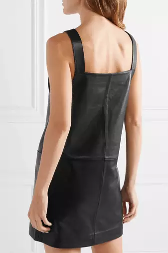 women's black lambskin mini leather dress sleeveless fit premium