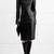 Women’s genuine black lambskin leather long sleeve midi dress with v-neck