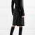 Women’s genuine black lambskin leather long sleeve midi dress with v-neck