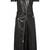 Women’s genuine black lambskin leather belted zip-front dress
