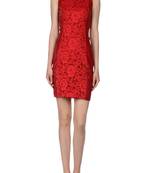 Women’s red lace panel bodycon mini dress genuine soft pure napa leather