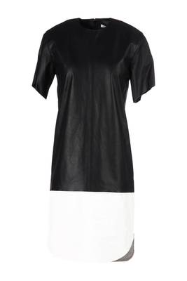 women's black and white lambskin leather dress classic zip up 1
