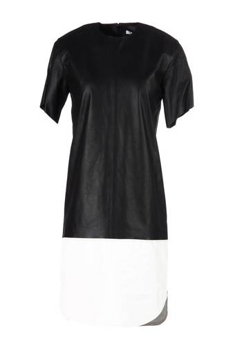 Genuine lambskin leather dress women’s black & white real leather dress
