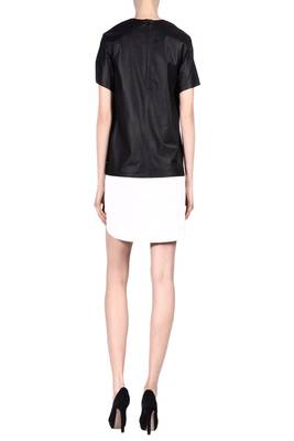women's black and white lambskin leather dress classic zip up 2