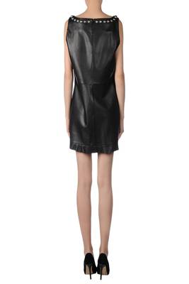 women's black lambskin mini leather dress bold studded detailing 2