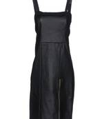 Genuine lambskin leather bodycon sleeveless strap dress