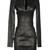 Women’s black lambskin leather bodycon mini long  sleeve dress