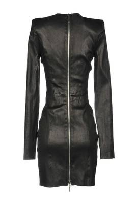 women's black lambskin mini leather dress long sleeve design 2