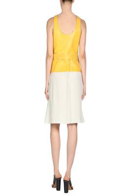 women's lambskin leather dress adjustable belted waist 2
