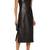 Women’s black lambskin leather sleeveless midi dress with v-neck