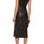 Women’s black lambskin leather sleeveless midi dress with v-neck