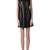Women’s black lambskin leather dress sleeveless a-line dress with studded neck detail