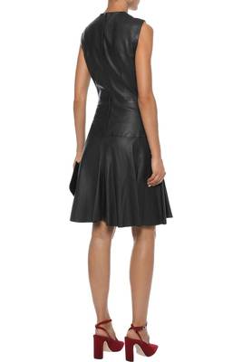 women's black lambskin leather dress sleeveless fit 2