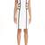 Women’s white lambskin leather dress bold black contrast panels