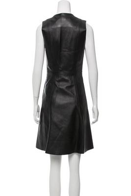 women's black lambskin leather dress fit and flare shape 2