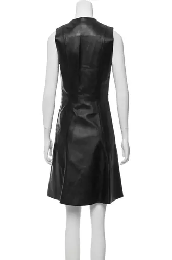 women's black lambskin leather dress fit and flare shape