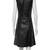 Women’s black lambskin leather dress deep v-neck fit & flare dress