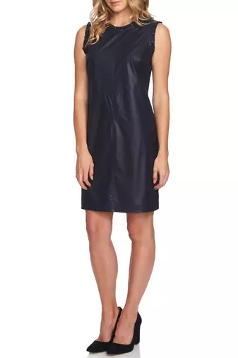 women's lambskin leather dress sleeveless cut