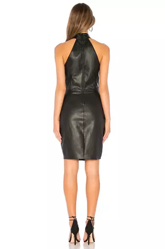 women's genuine lambskin leather dress form fitting bodycon style