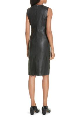 women's lambskin midi leather dress sleeveless fit premium 2