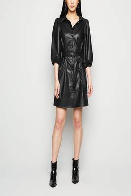 women's black lambskin leather dress classic zip up style 2