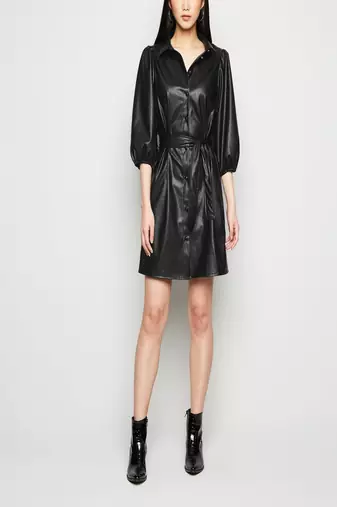 women's black lambskin leather dress classic zip up style