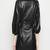 Women’s black lambskin leather shirt dress with belt & puff sleeves