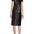 Women’s black lambskin leather crocodile textured real leather short sleeve midi dress