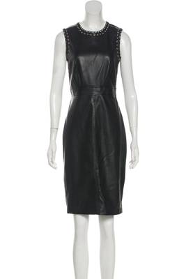 women's black lambskin leather dress bold studded detailing premium 1