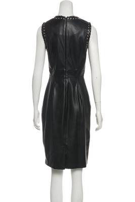 women's black lambskin leather dress bold studded detailing premium 2
