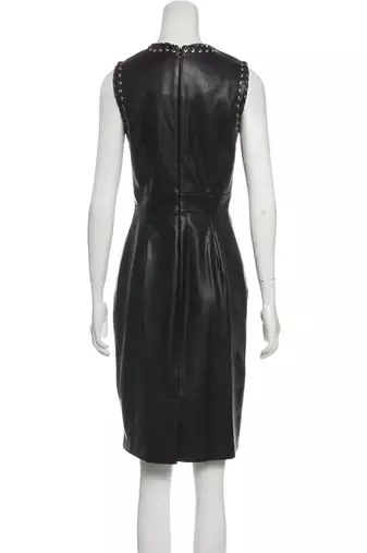 women's black lambskin leather dress bold studded detailing premium