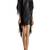 Women’s black real lambskin leather dress fringe sleeve shift dress