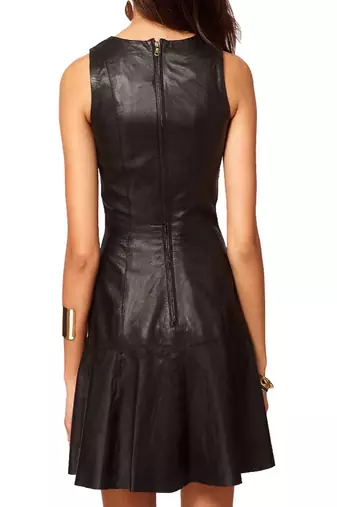 women's black lambskin leather dress sleeveless fit premium