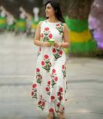 White floral print cotton flex co-ord set