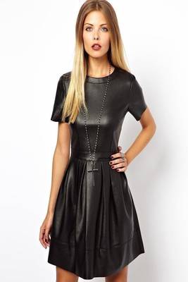 women's black lambskin leather dress sleeveless fit exclusive 1