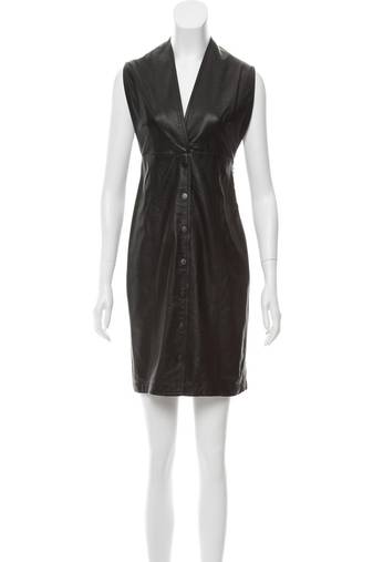 women's lambskin leather dress sleeveless fit