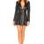 Women’s genuine lambskin leather deep v-neck zipper mini dress