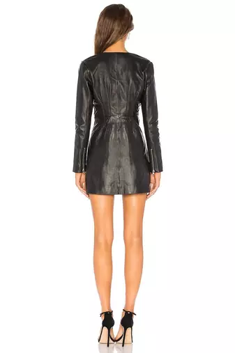 women's genuine lambskin mini leather dress classic zip up style premium