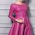 Women’s pink lambskin leather fit & flare knee-length dress with belt