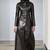women’s genuine lambskin leather long dress with button closure