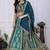 Peacock Blue color Plain with crease work Fox Georgette Lehanga Choli Set