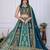Peacock Blue color Plain with crease work Fox Georgette Lehanga Choli Set