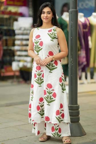 White floral print cotton co-ord set