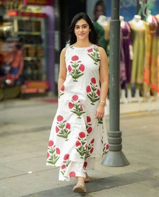 White floral print cotton co-ord set 2
