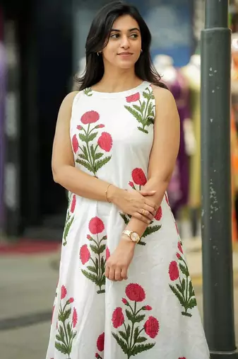 White floral print cotton co-ord set