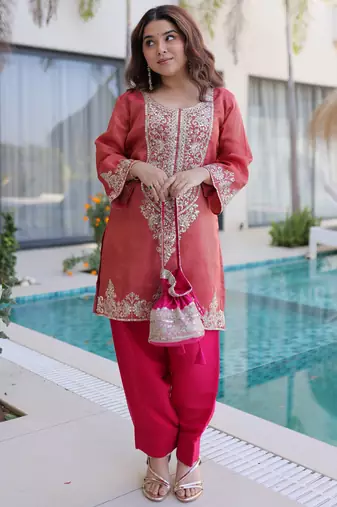 Mesmerizing Red Coding Work Viscose Marriage Wear Salwar Kameez