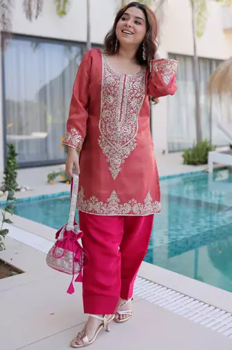Mesmerizing Red Coding Work Viscose Marriage Wear Salwar Kameez