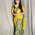 Green yellow soft silk blend banarasi jacuard work designer party wear saree with unstitched blouse piece